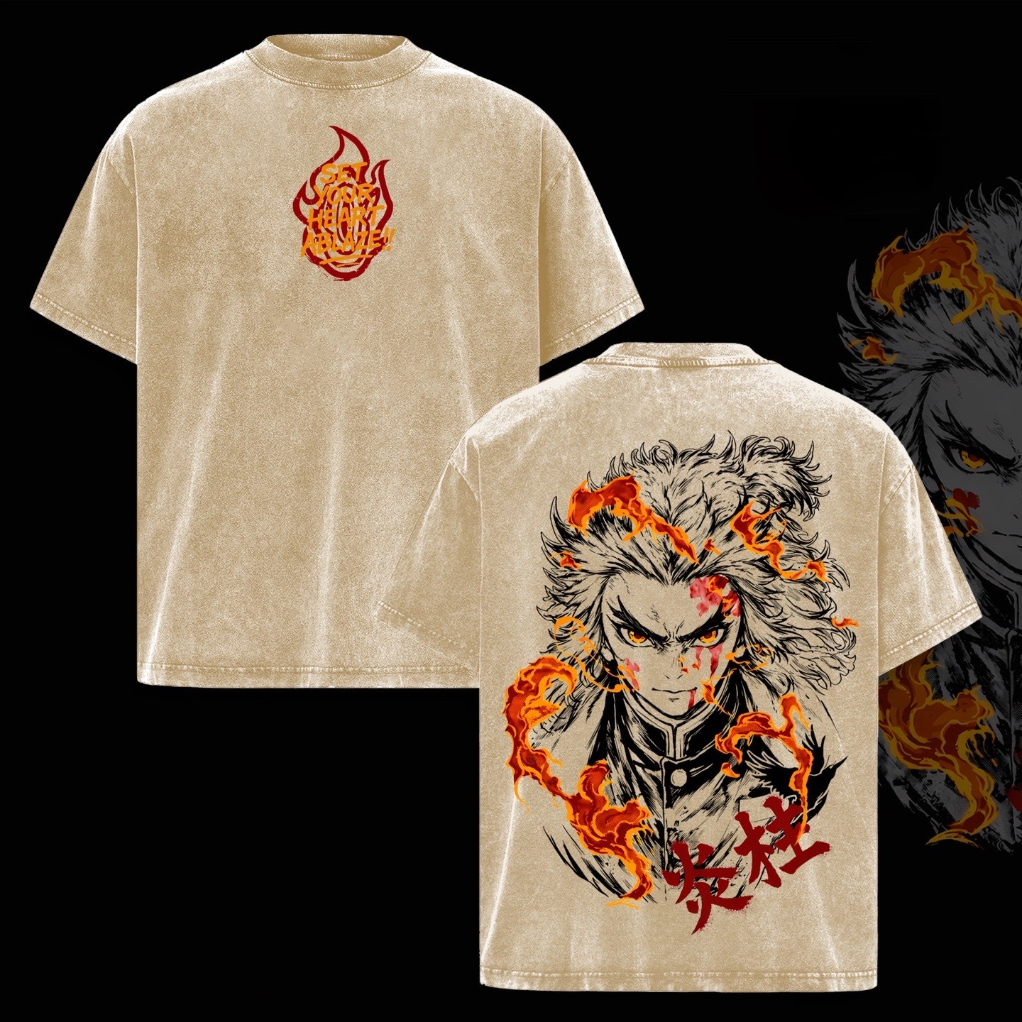 Rengoku,Demon Slayer Anime Washed T-shirt/Crewneck/Hoodie