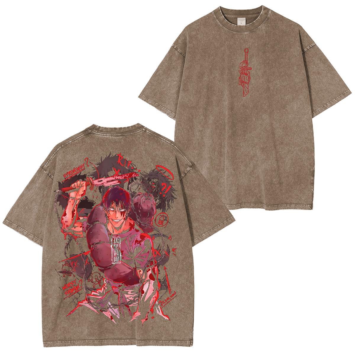 Toji Fushiguro Vintage ,Jujutsu Kaisen  Anime Unisex Washed T-Shirt