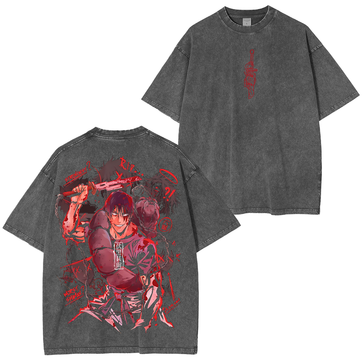 Toji Fushiguro Vintage ,Jujutsu Kaisen  Anime Unisex Washed T-Shirt