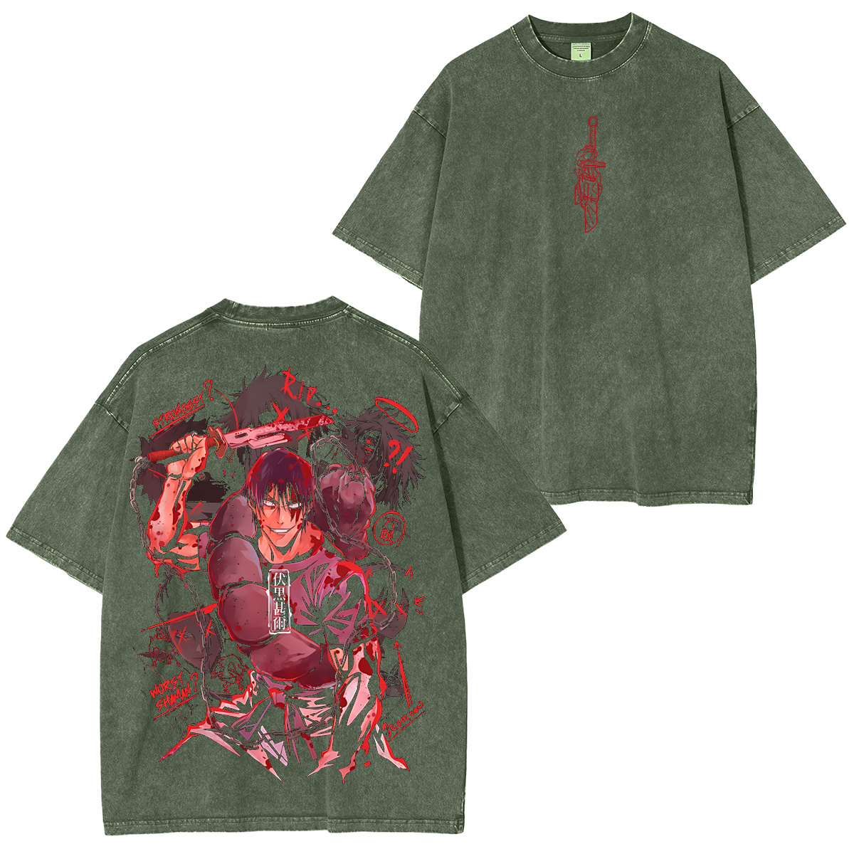 Toji Fushiguro Vintage ,Jujutsu Kaisen  Anime Unisex Washed T-Shirt