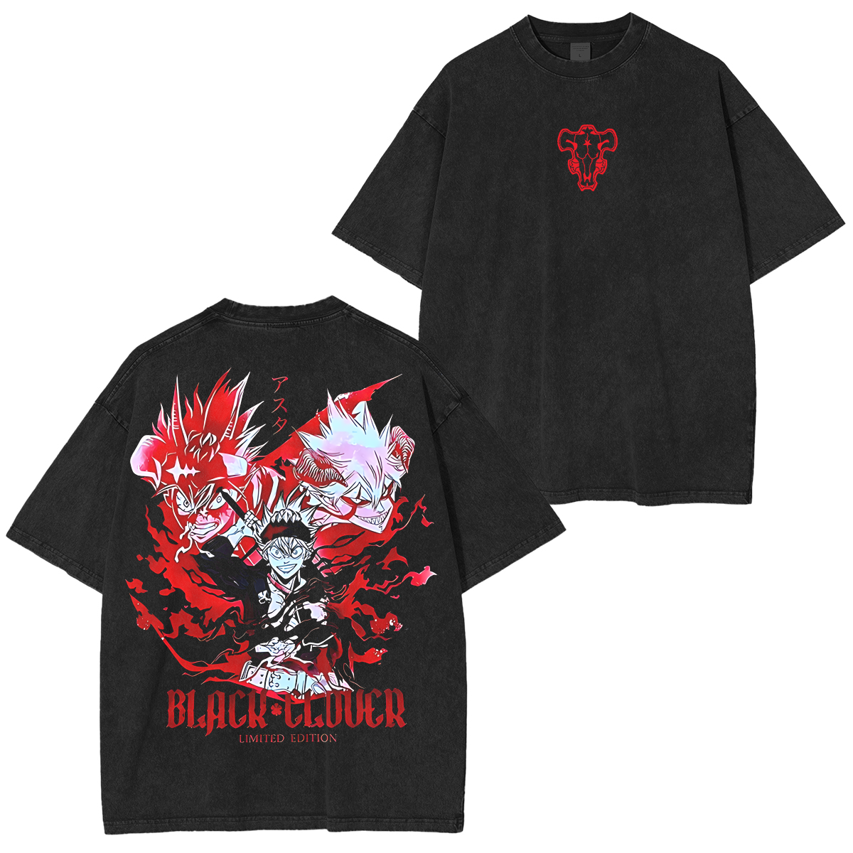 Asta Black Clover Vintage Anime Unisex Washed T-Shirt