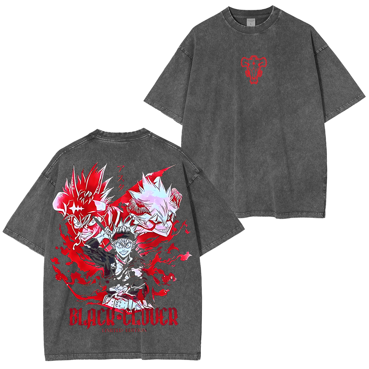 Asta Black Clover Vintage Anime Unisex Washed T-Shirt