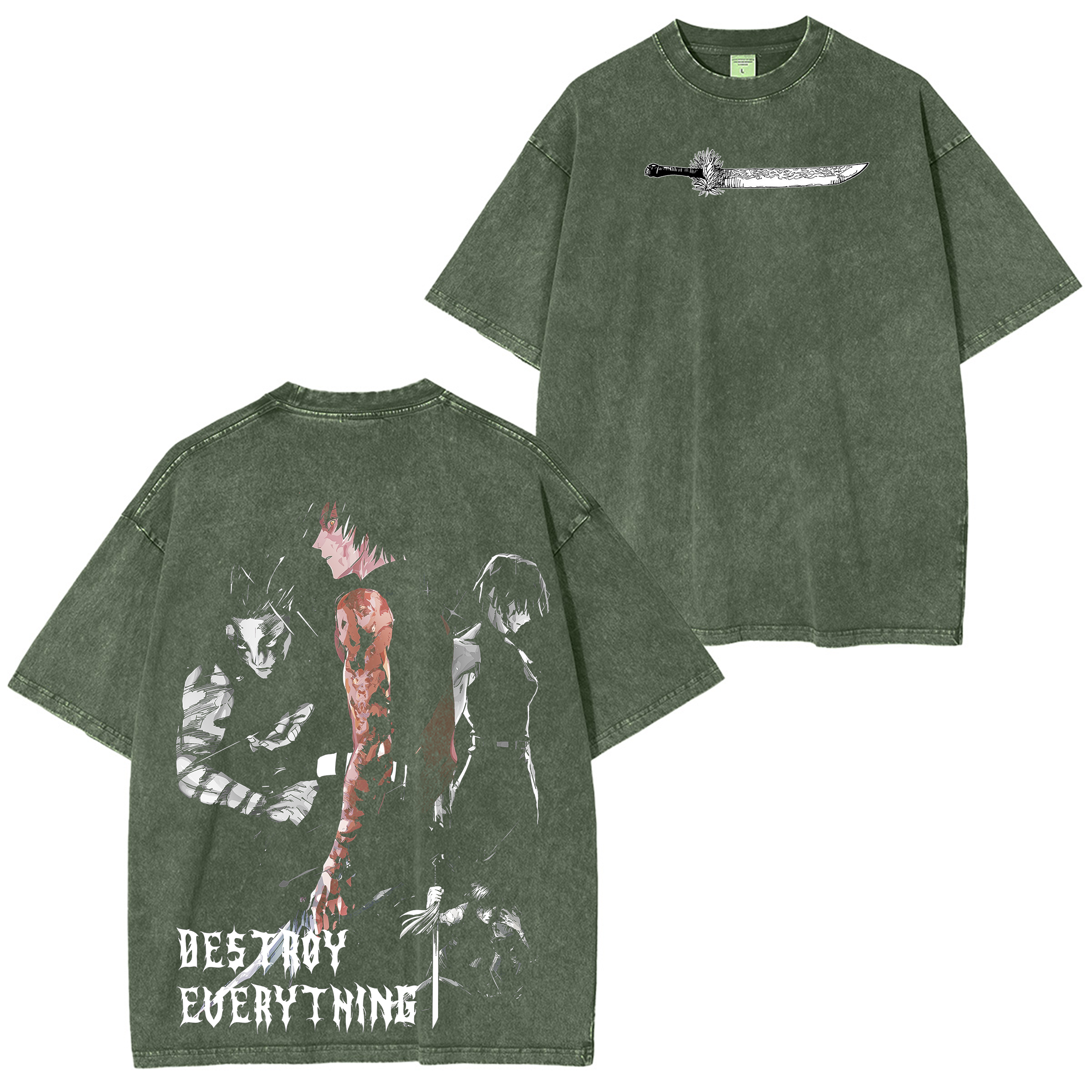 Maki Zenzin "Destroy Everything"Jujutsu Kaisen Anime Washed T-shirt/Crewneck/Hoodie