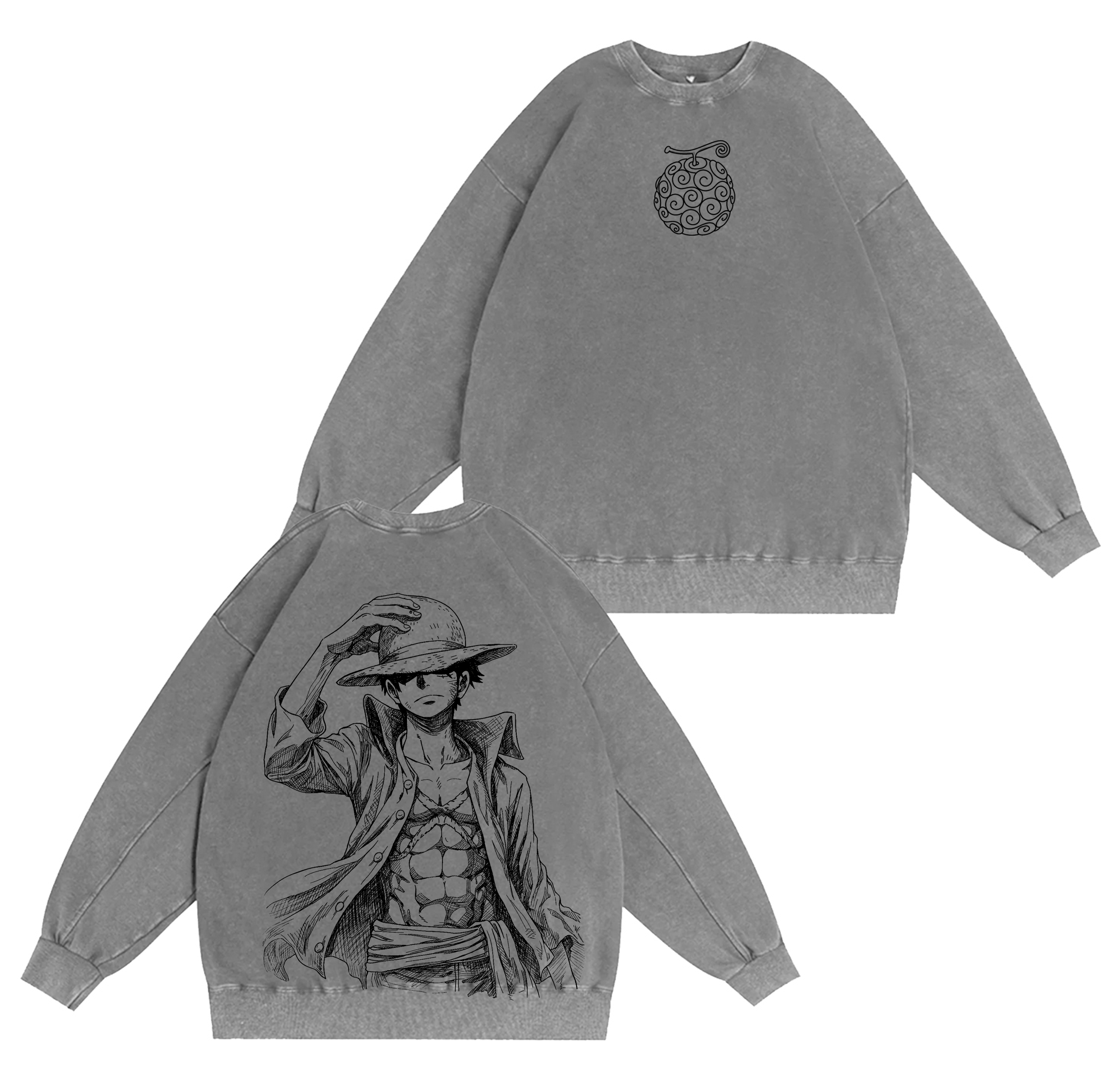 Luffy One Piece Anime Washed T-shirt/Crewneck/Hoodie