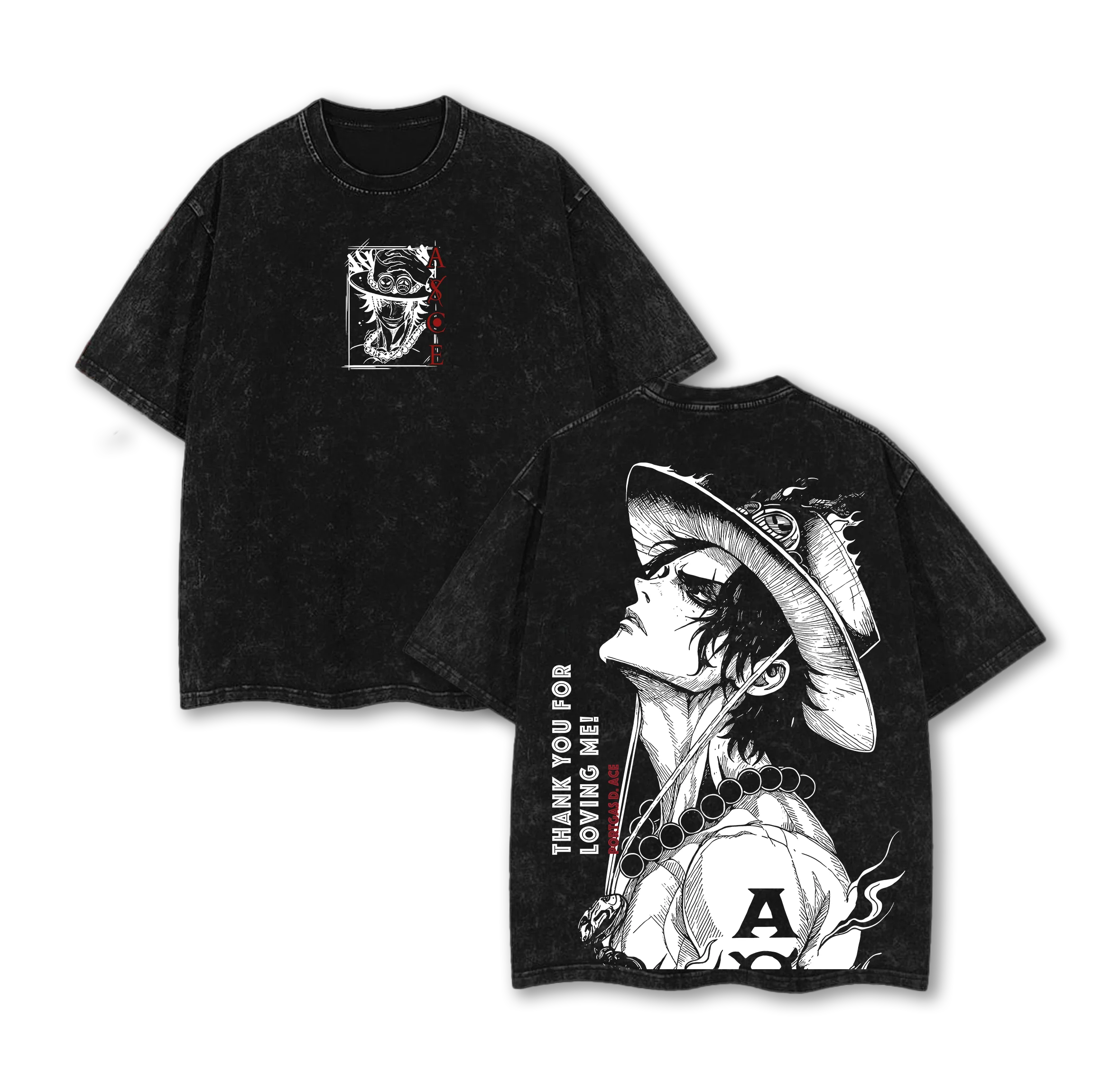 Portgas D. Ace ,One Piece Vintage Anime washed T-shirt/Crewneck/Hoodie