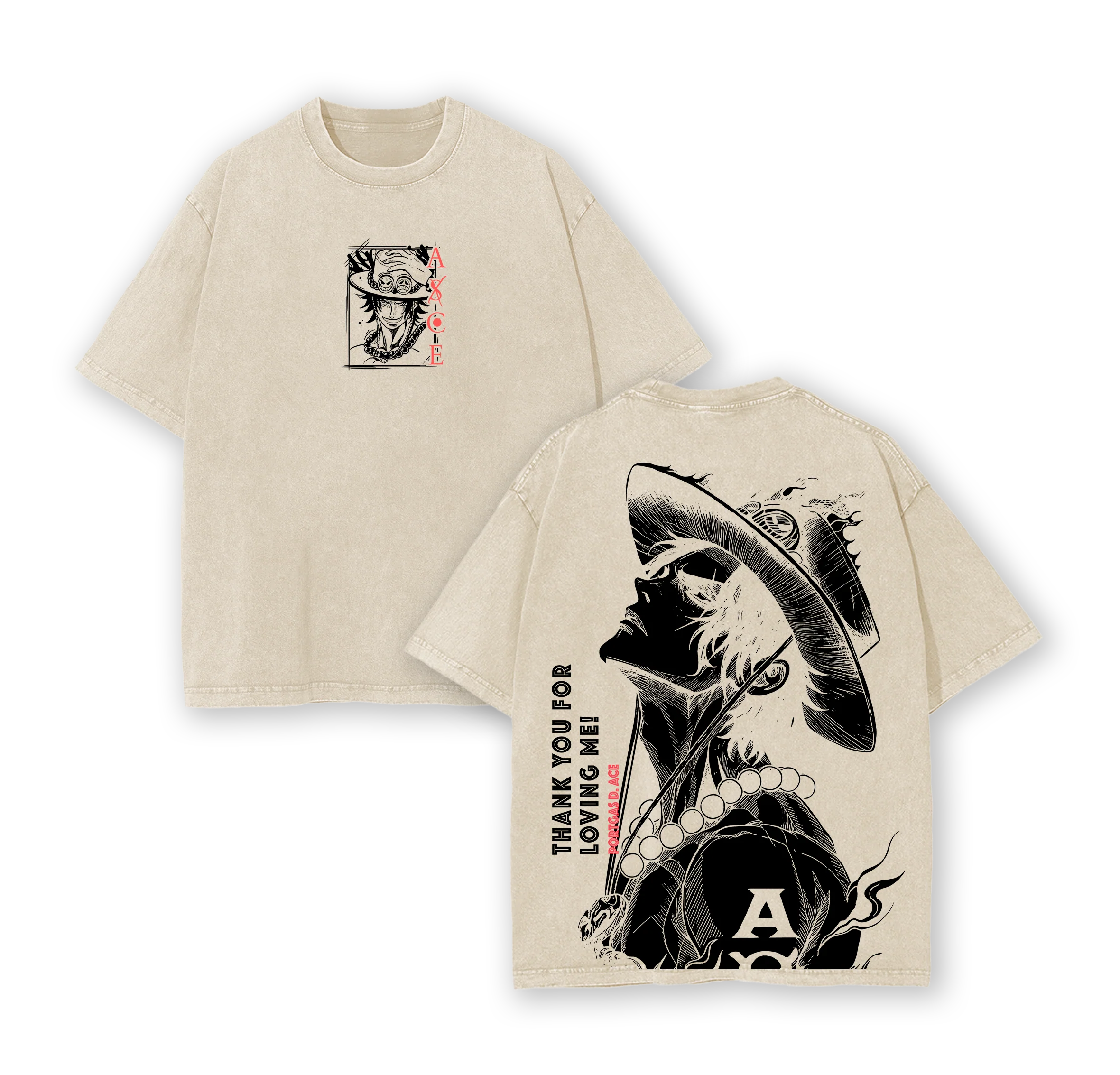 Portgas D. Ace ,One Piece Vintage Anime washed T-shirt/Crewneck/Hoodie