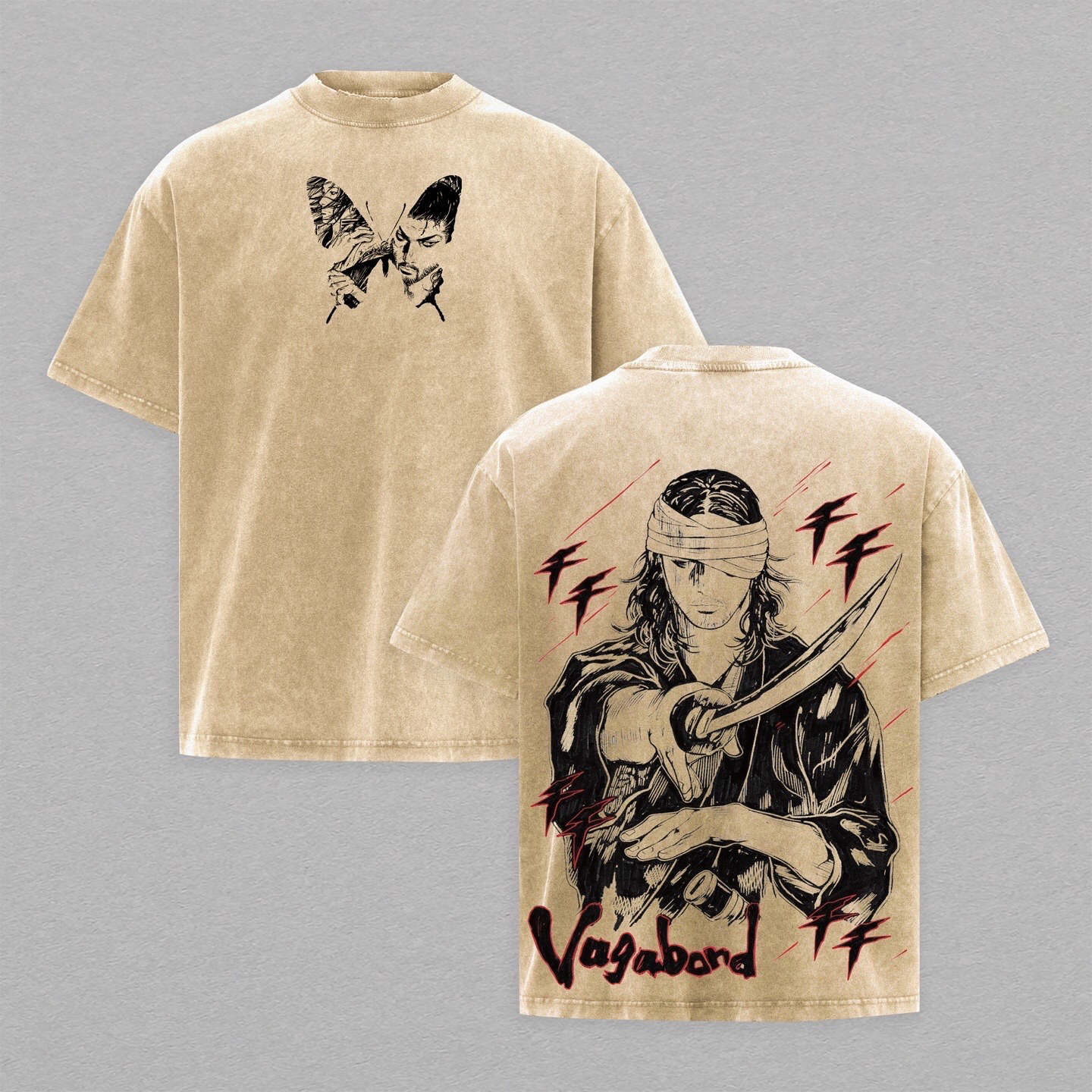 Miyamoto Musashi, Vagabond Anime Washed T-shirt/Crewneck/Hoodie