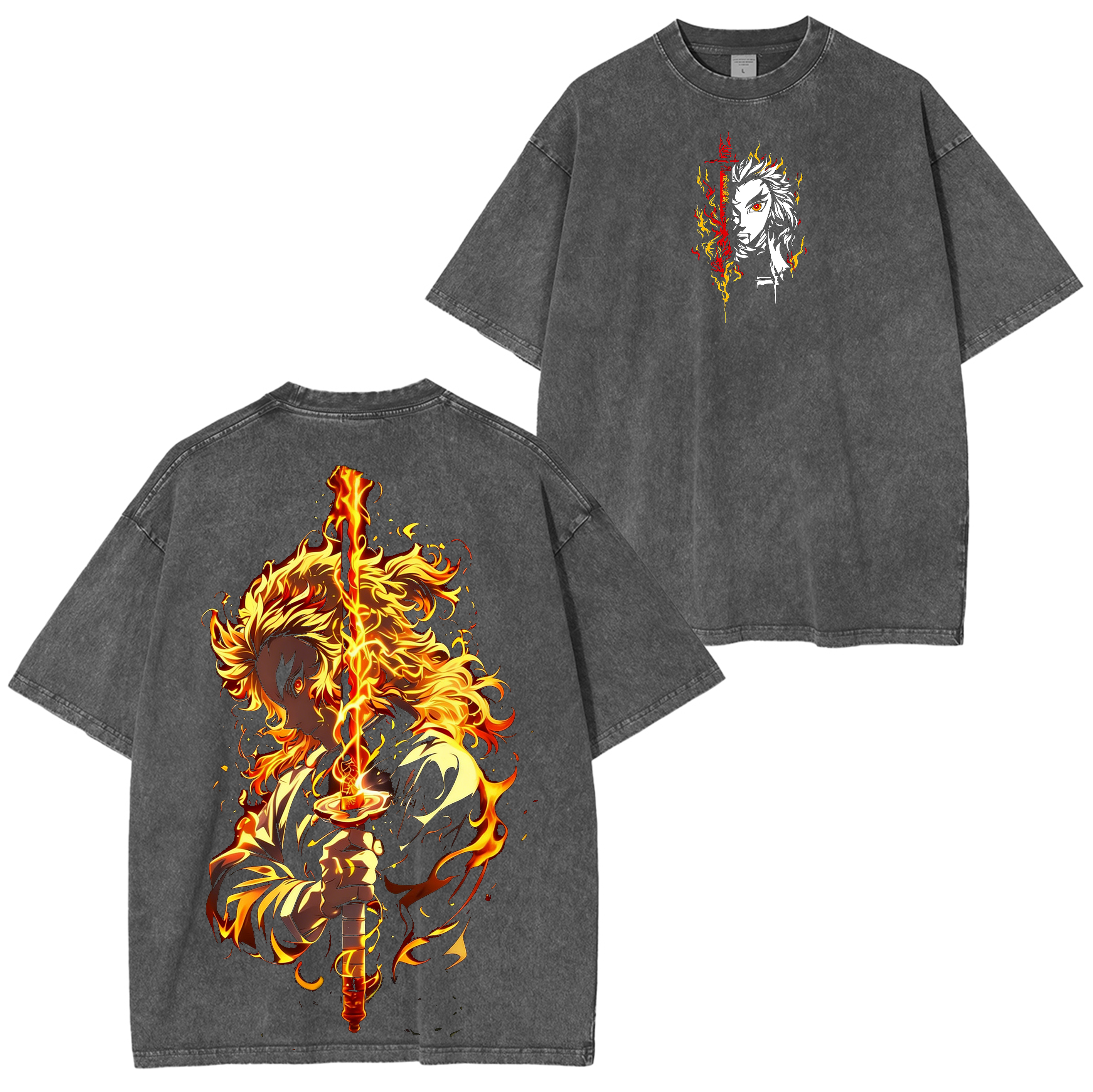 Rengoku Kyojuro,Demon Slayer Anime Washed T-shirt/Crewneck/Hoodie