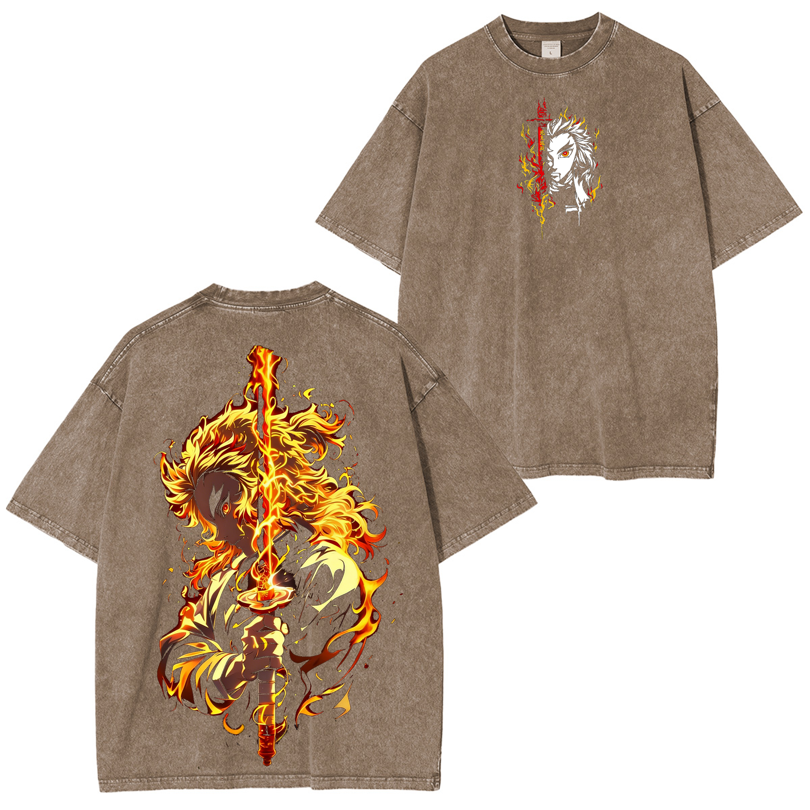 Rengoku Kyojuro,Demon Slayer Anime Washed T-shirt/Crewneck/Hoodie