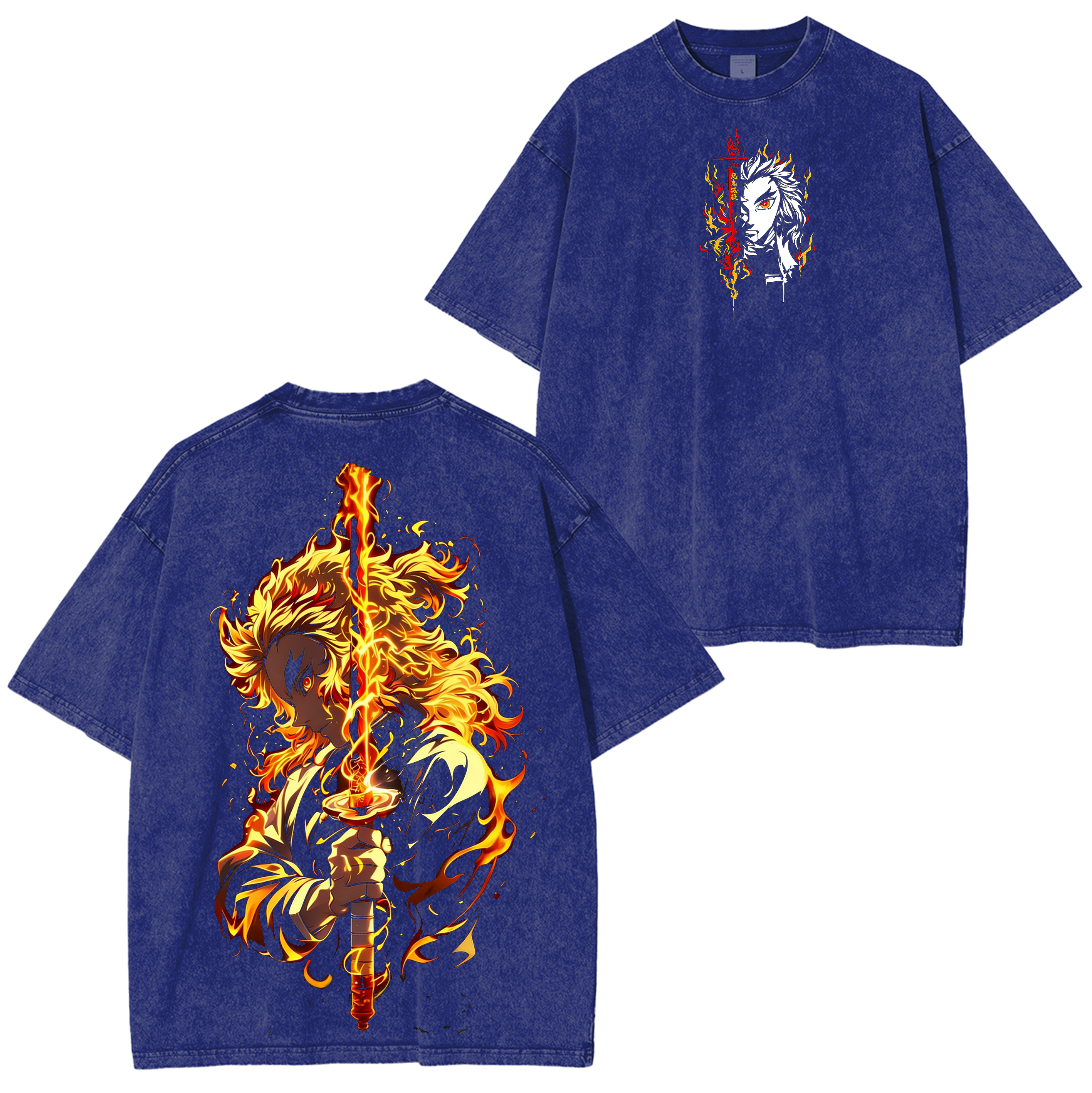 Rengoku Kyojuro,Demon Slayer Anime Washed T-shirt/Crewneck/Hoodie