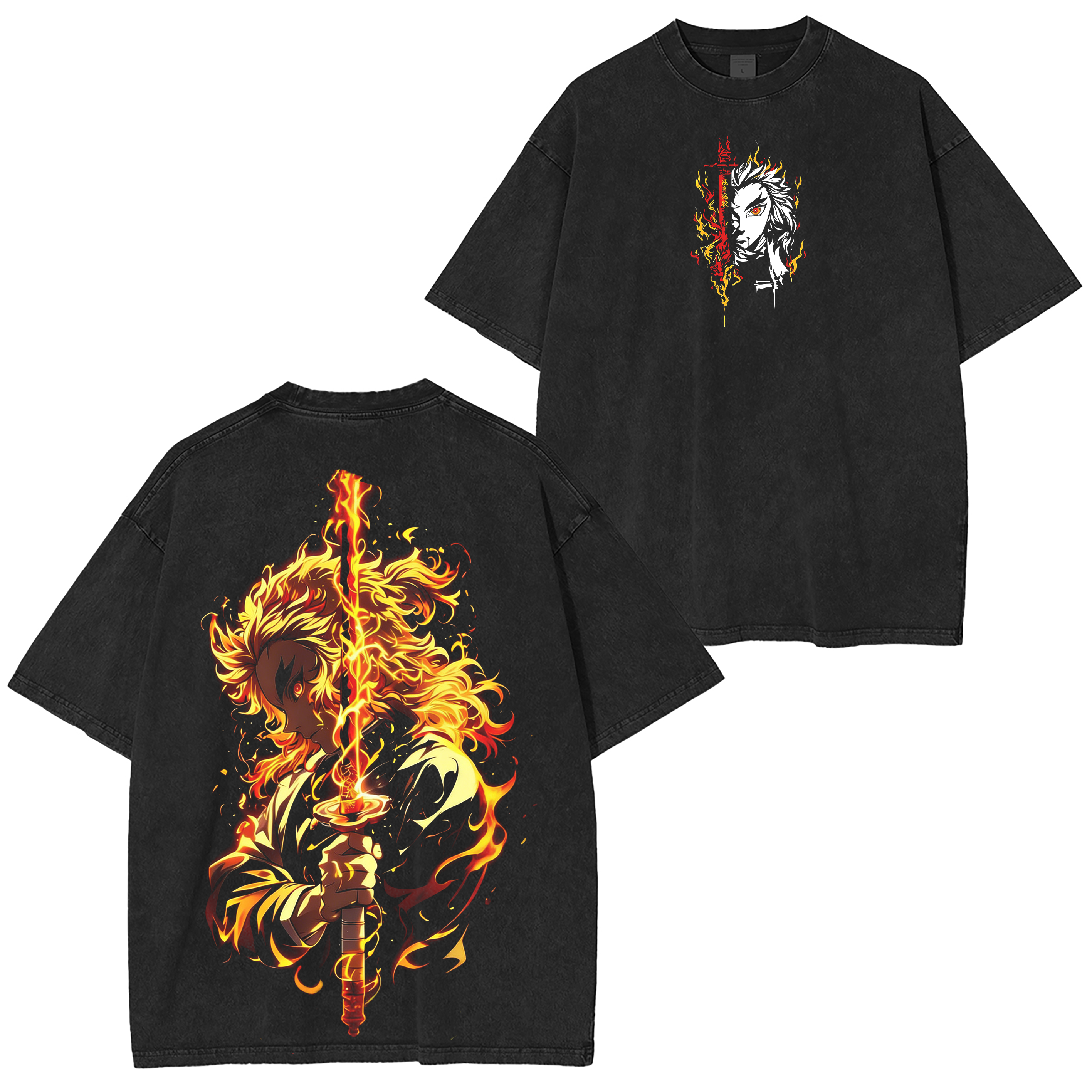 Rengoku Kyojuro,Demon Slayer Anime Washed T-shirt/Crewneck/Hoodie