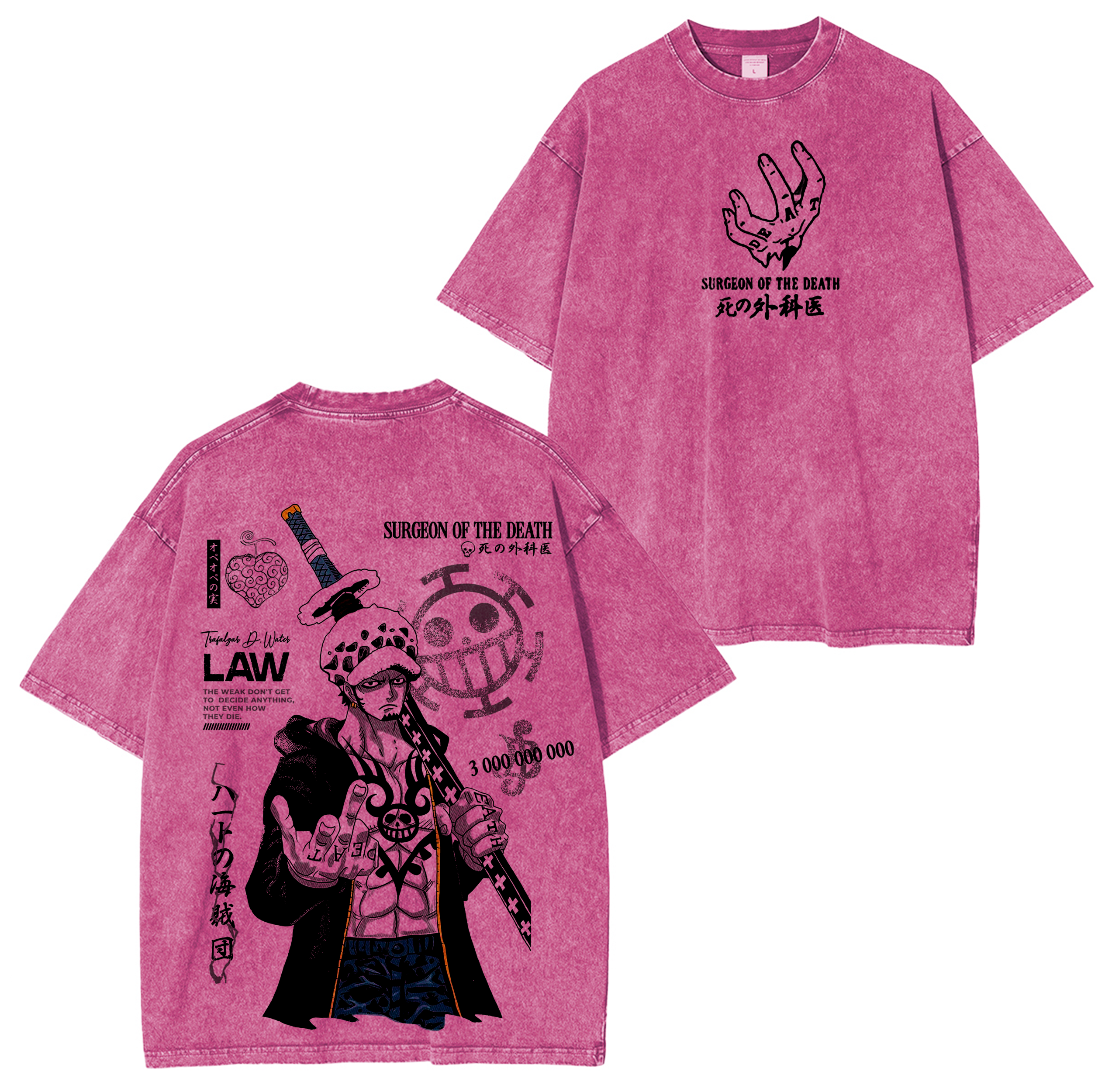 Trafalgar Law -One Piece Bounty Graphic Anime Washed T-shirt/Crewneck/Hoodie