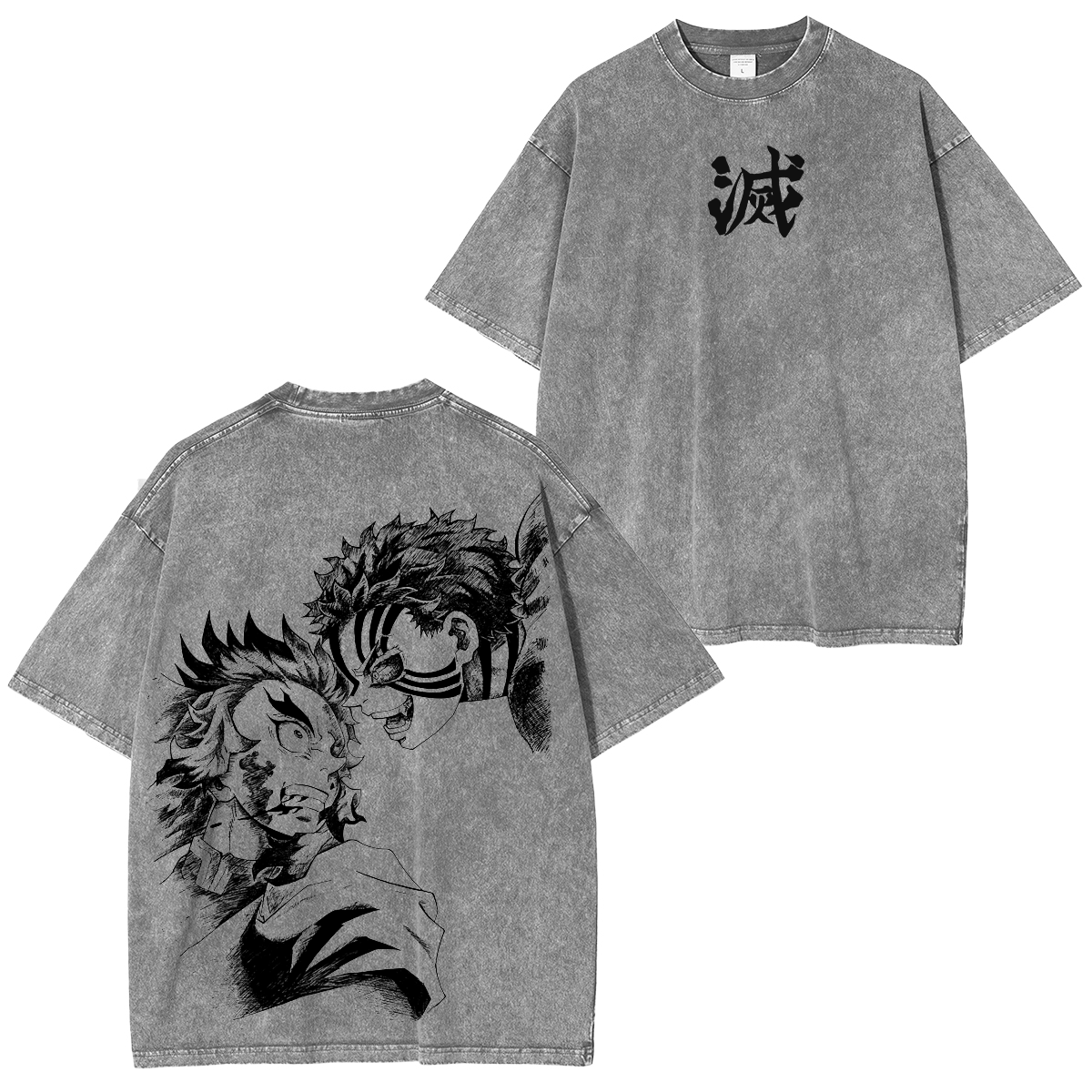 Rengoku - Akaza Kimetsu no Yaiba Anime Washed Unisex T-Shirt
