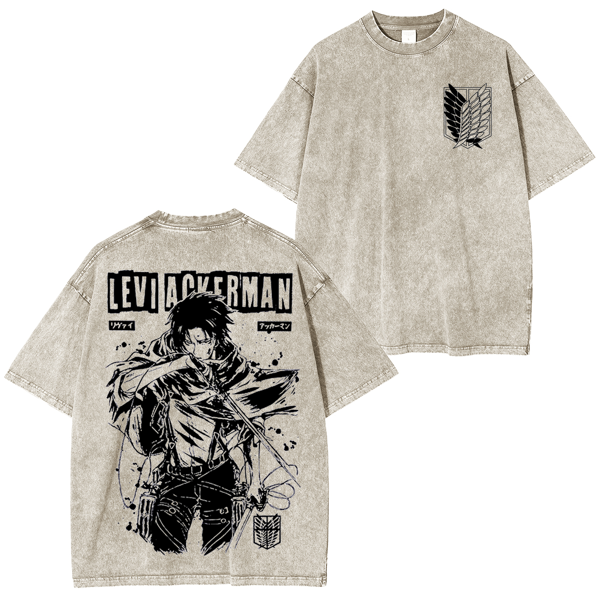 AOT Attackk on Titan Levi Ackerman  Anime Unisex Washed T-Shirt