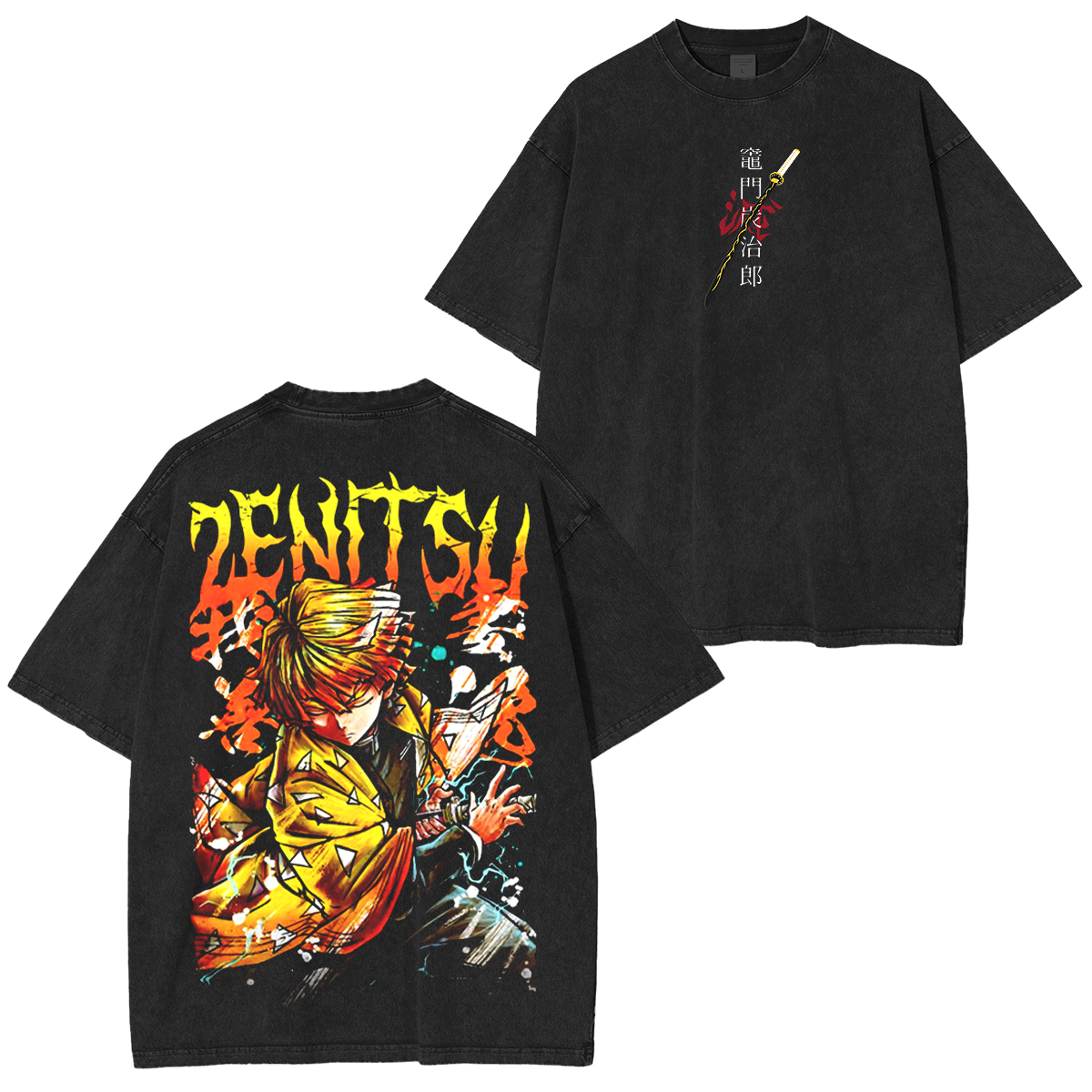 Zenitsu, Demon Slayer Anime Unisex Washed T-Shirt