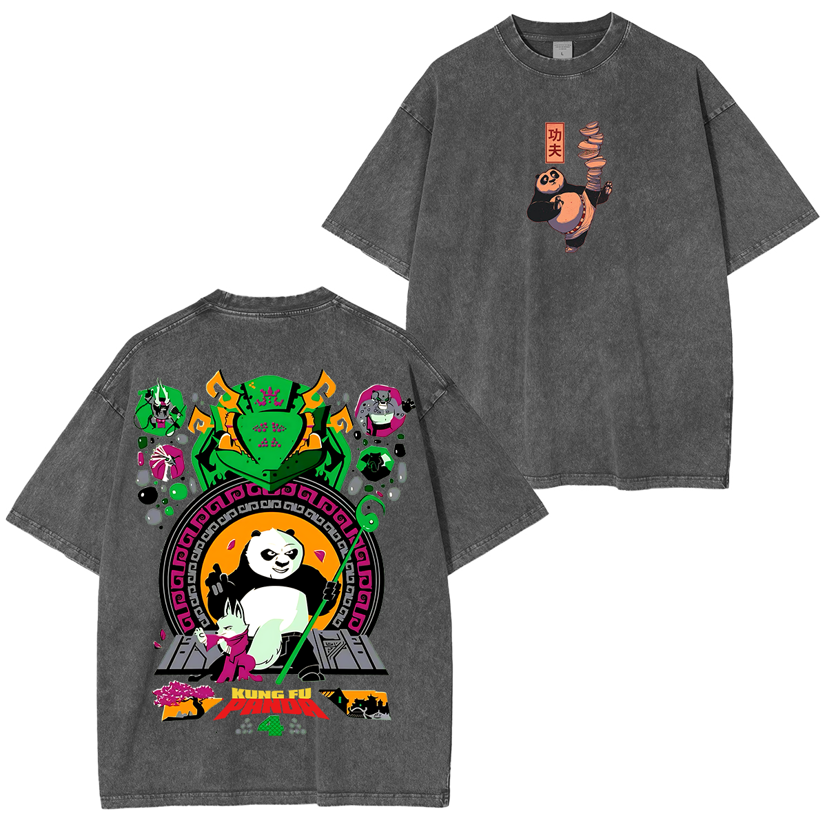 Kung Fu Panda Anime Unisex Washed T-Shirt
