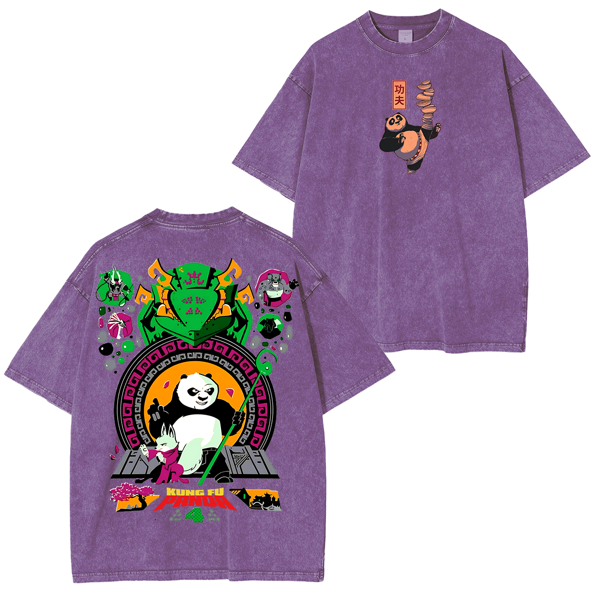 Kung Fu Panda Anime Unisex Washed T-Shirt