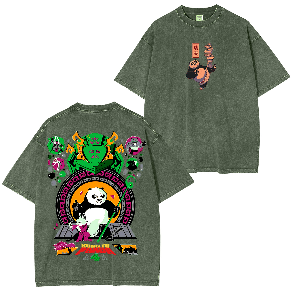Kung Fu Panda Anime Unisex Washed T-Shirt