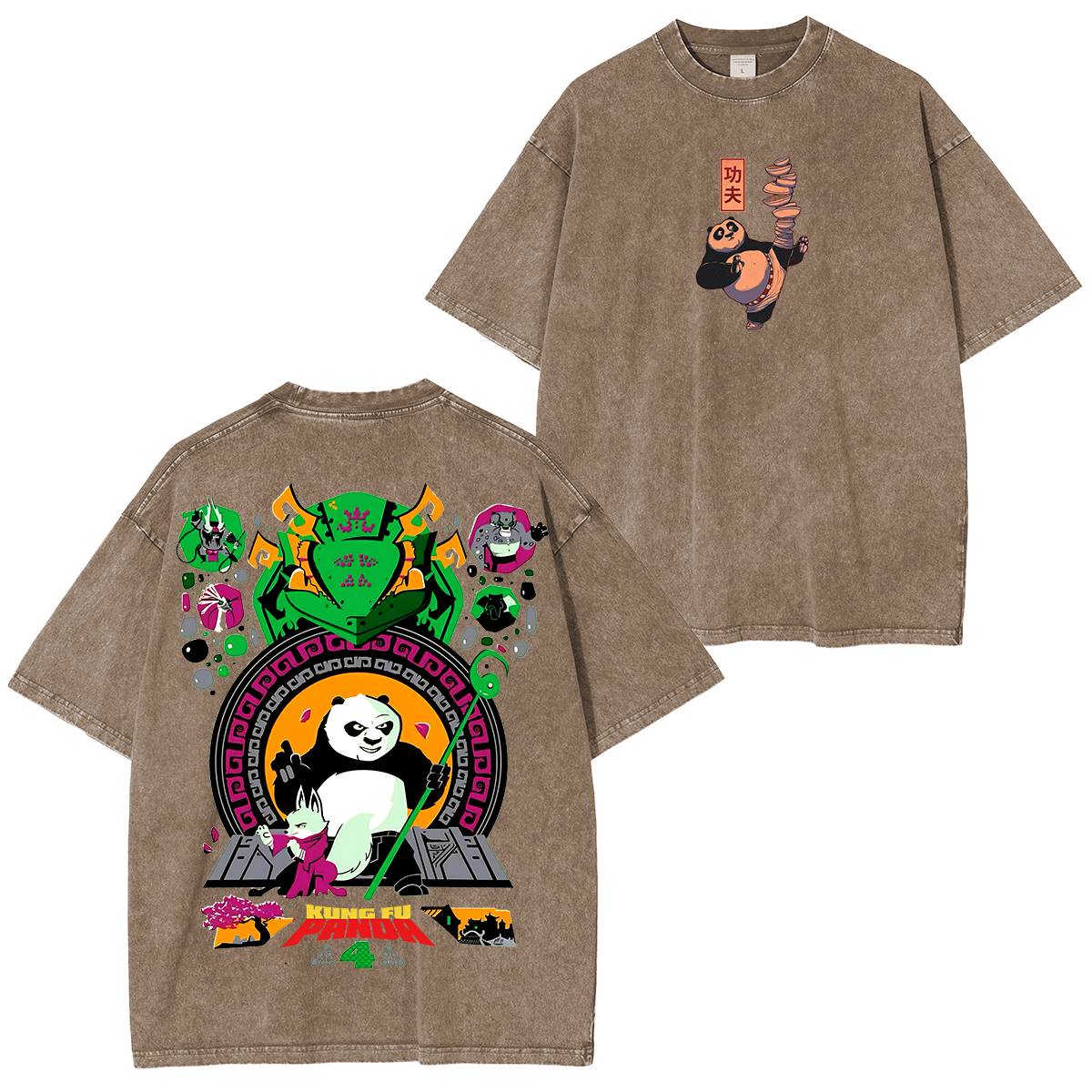 Kung Fu Panda Anime Unisex Washed T-Shirt