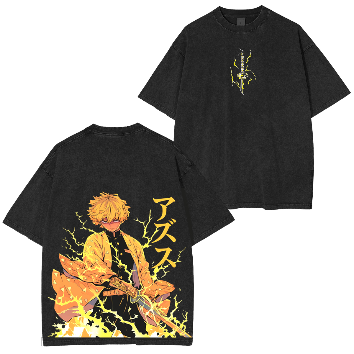 Zenitsu Agatsuma,Demon Slaye Anime Unisex Washed T-Shirt