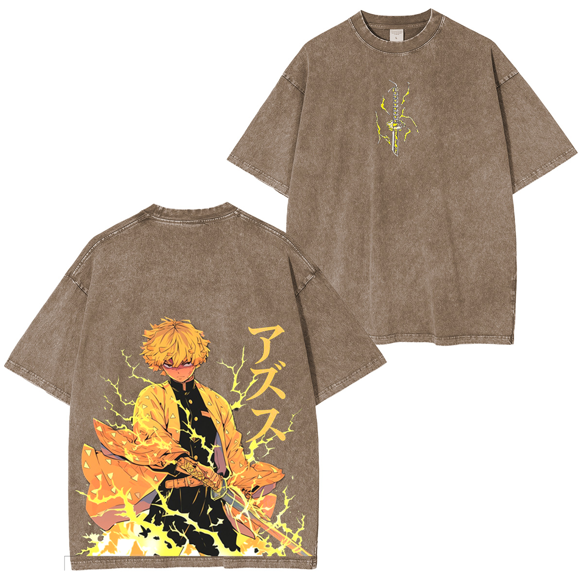 Zenitsu Agatsuma,Demon Slaye Anime Unisex Washed T-Shirt