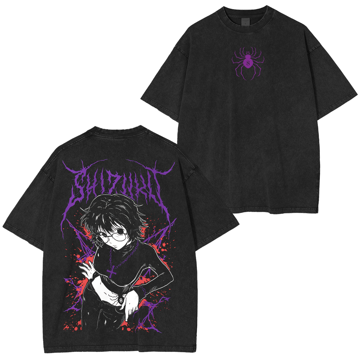 Hunter  Hunter Shizuku Murasaki Letras Morada Anime Unisex Washed T-Shirt