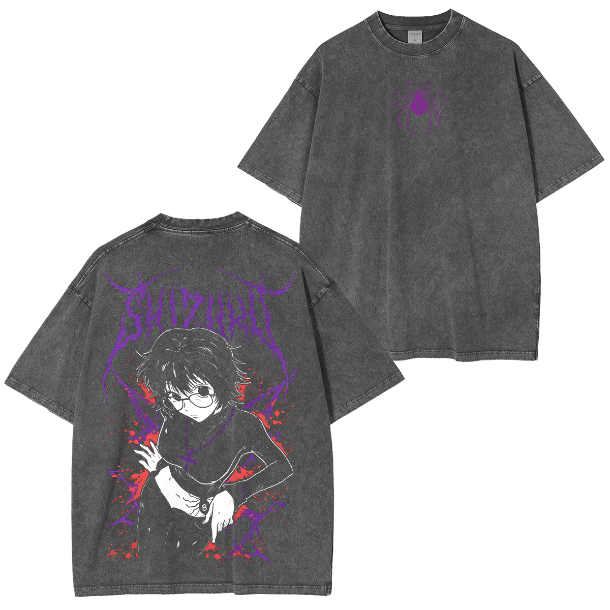 Hunter  Hunter Shizuku Murasaki Letras Morada Anime Unisex Washed T-Shirt