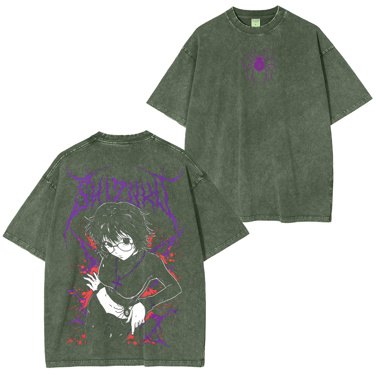 Hunter  Hunter Shizuku Murasaki Letras Morada Anime Unisex Washed T-Shirt