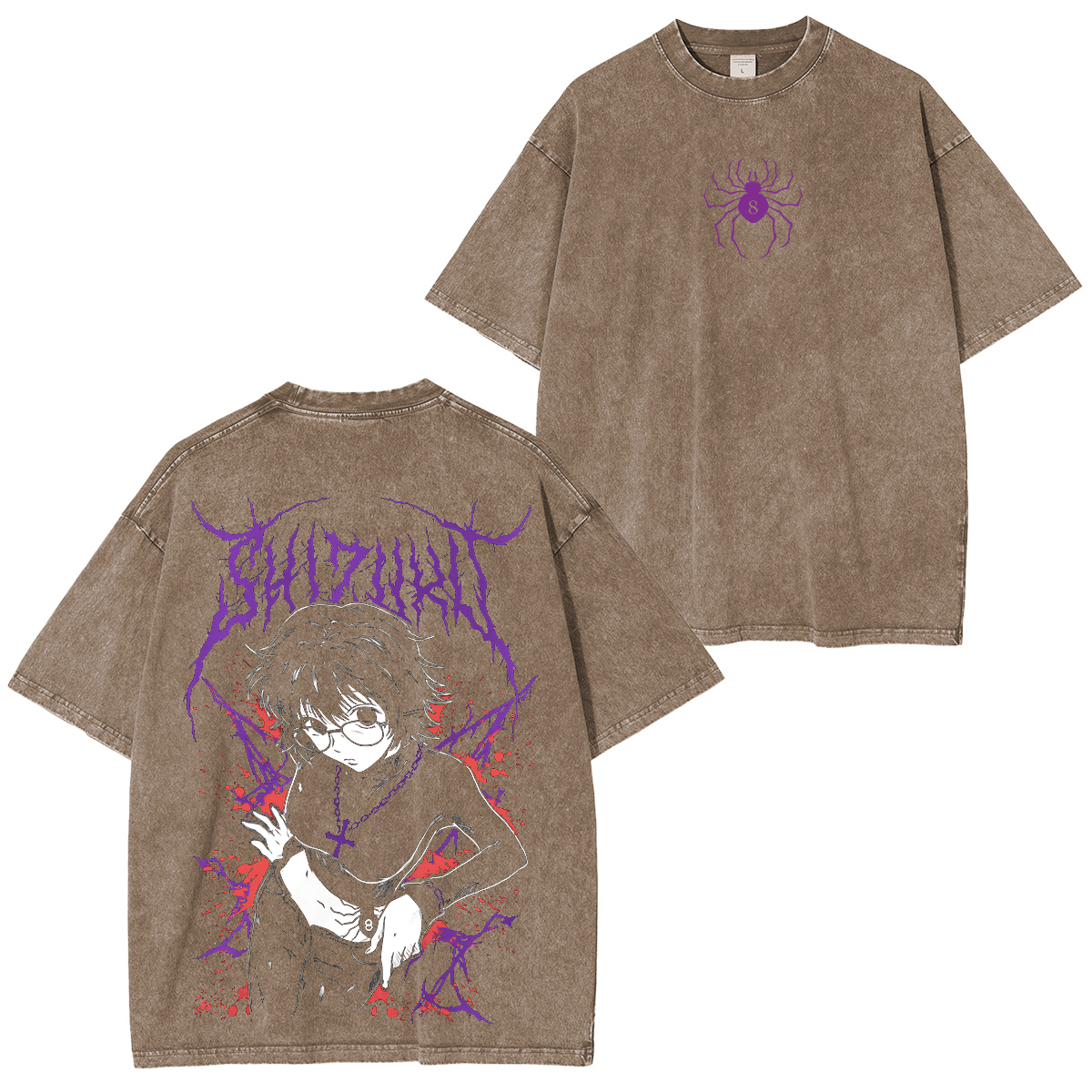 Hunter  Hunter Shizuku Murasaki Letras Morada Anime Unisex Washed T-Shirt