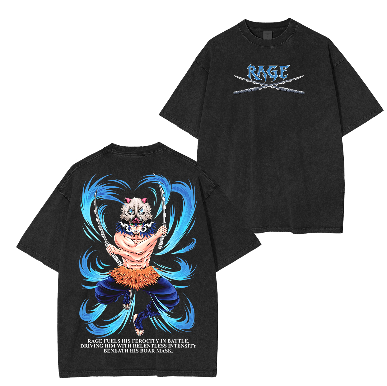 Inosuke,Demon Slayer Anime Unisex Washed T-Shirt