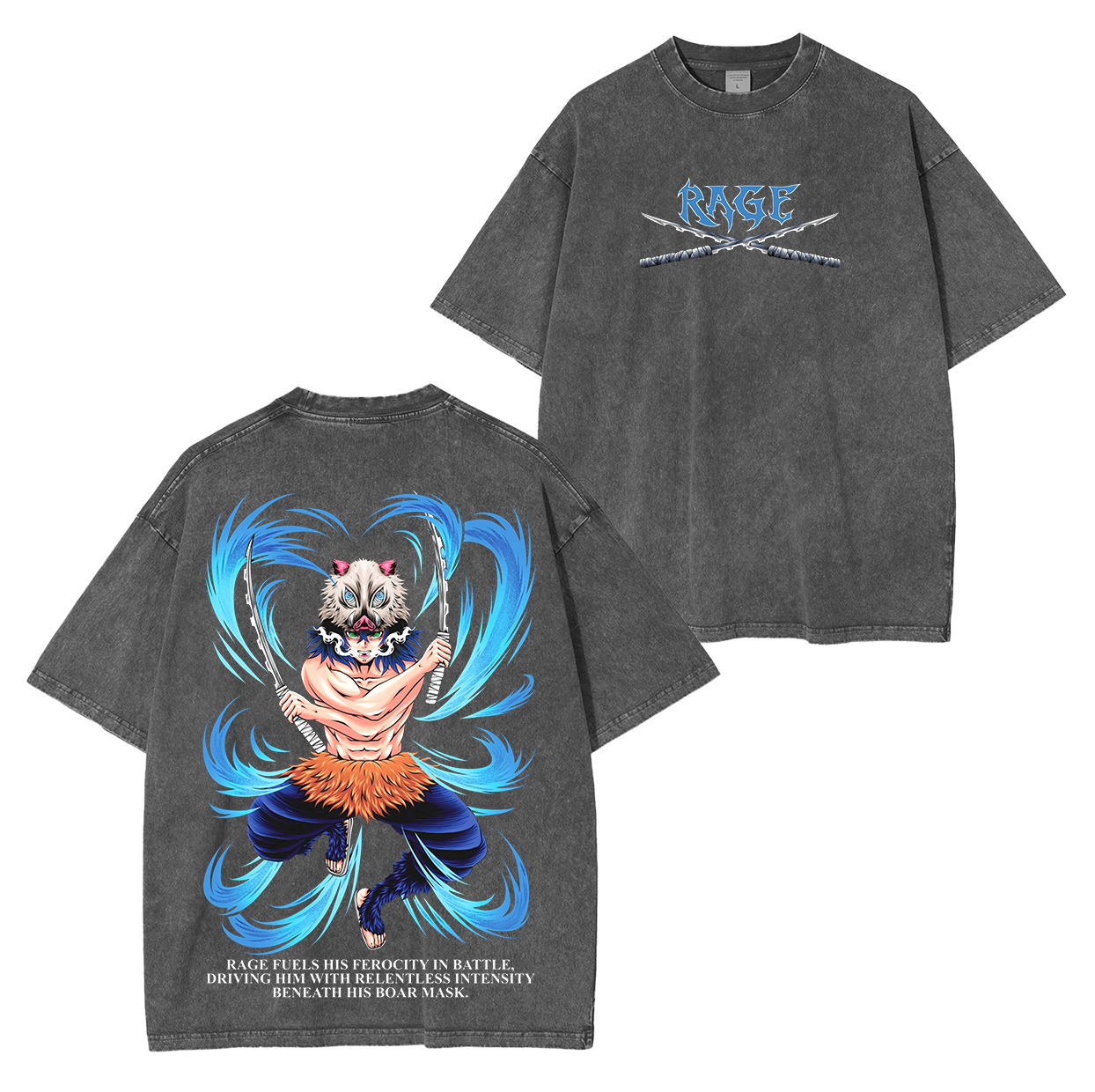 Inosuke,Demon Slayer Anime Unisex Washed T-Shirt