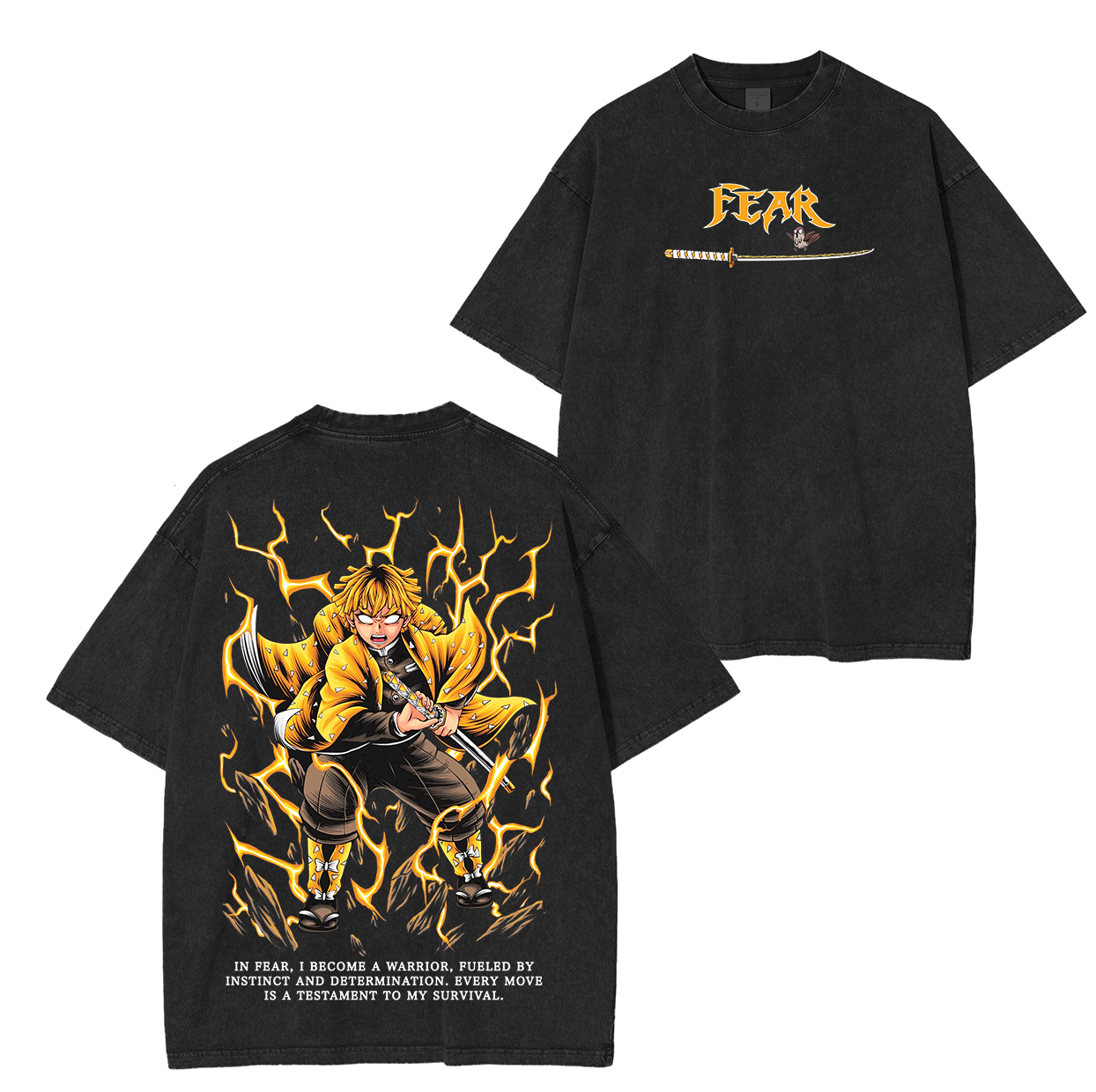 Zenitsu ,Demon Slayer Anime Unisex Washed T-Shirt