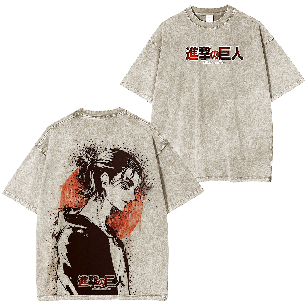 Attack On Titan Eren  Anime Unisex Washed T-Shirt