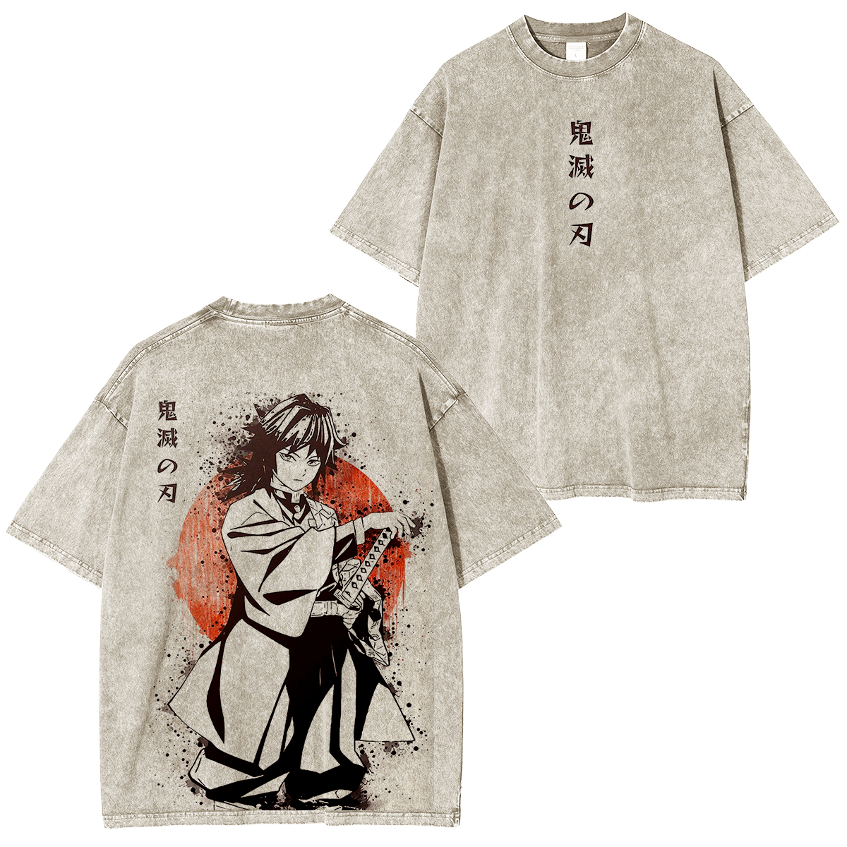 Demon Slayer Giyu Tomioka Anime Unisex Washed T-Shirt