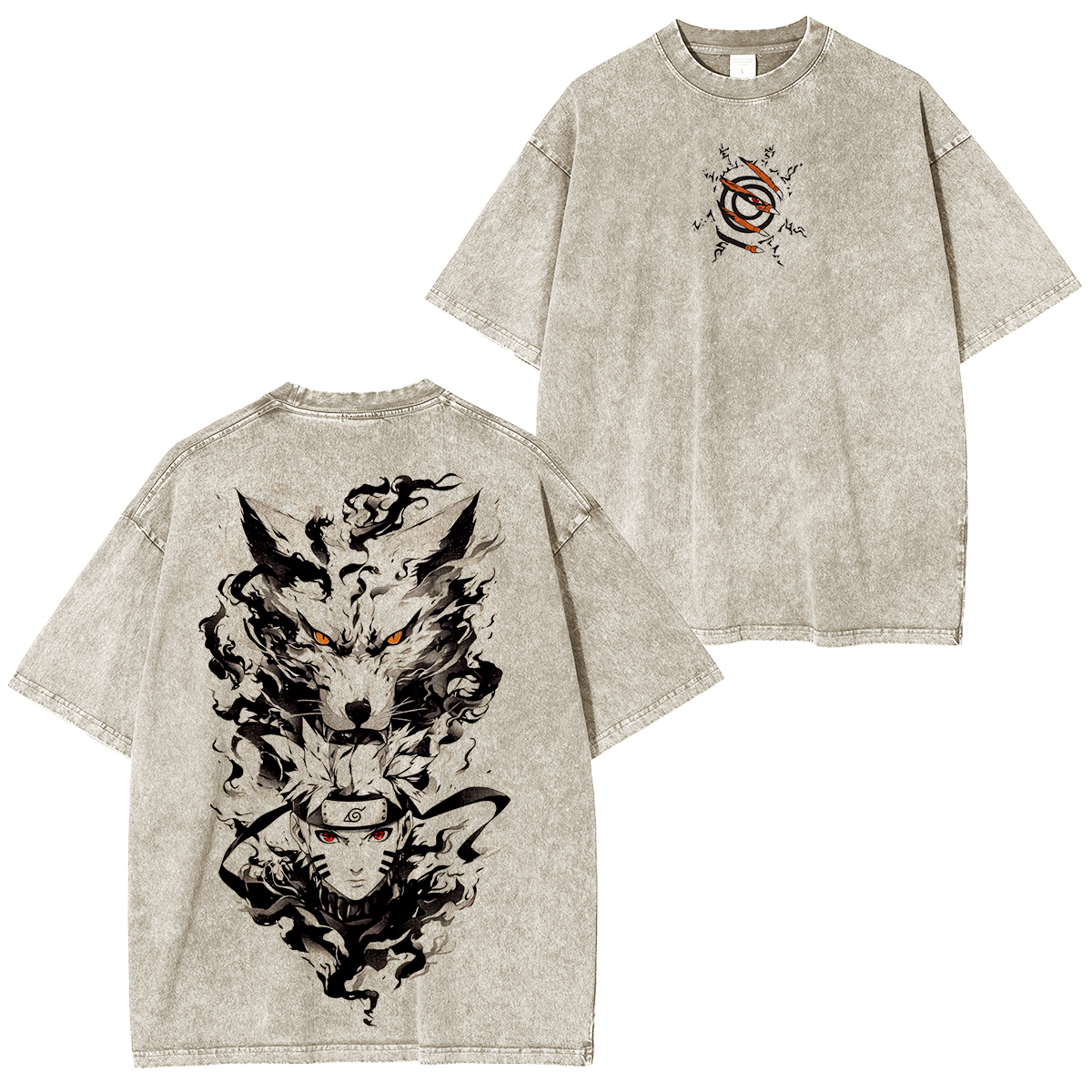 Naruto  Kurama Anime Unisex Washed T-Shirt