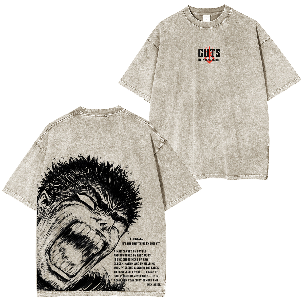 Guts Berserk  Vintage washed T-shirt/Crewneck/Hoodie