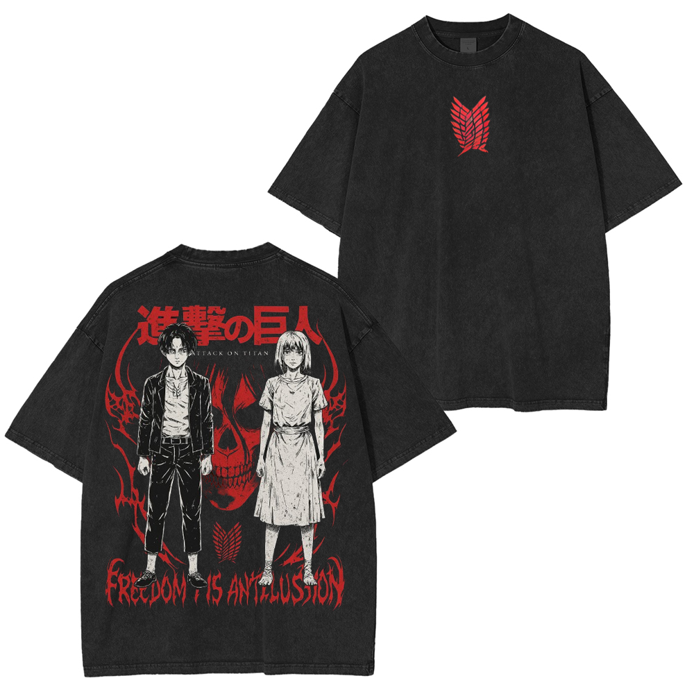 Eren & Ymir Titan Core  Attack on Titan AnimeUnisex Washed T-Shirt