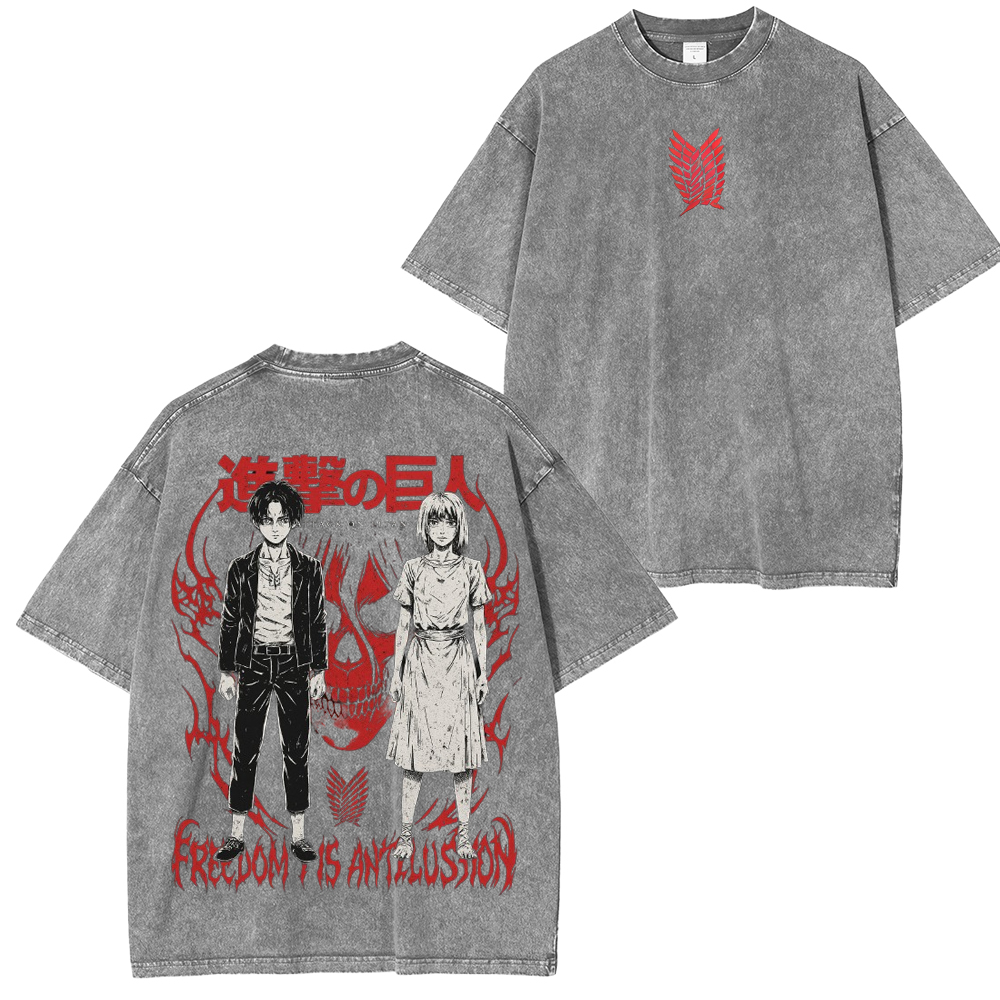 Eren & Ymir Titan Core  Attack on Titan AnimeUnisex Washed T-Shirt