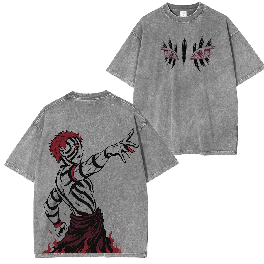 Akaza Upper Moon 3 Demon slayer Unisex Washed T-Shirt