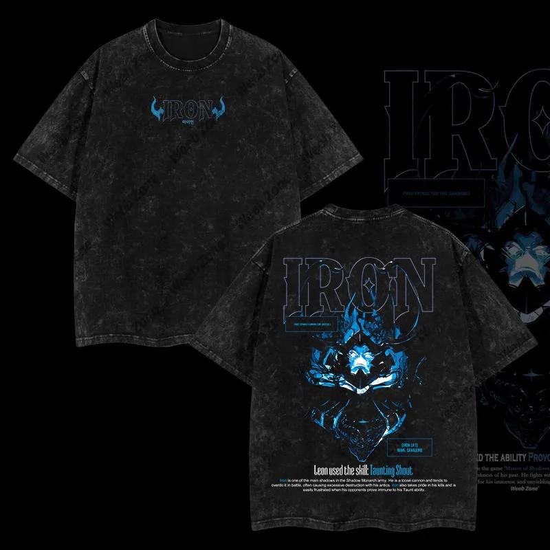 Sung Jin-Woo Solo Leveling Anime Double Printed Oversize Lightweight Acid Washed Tee-Limited Edition 