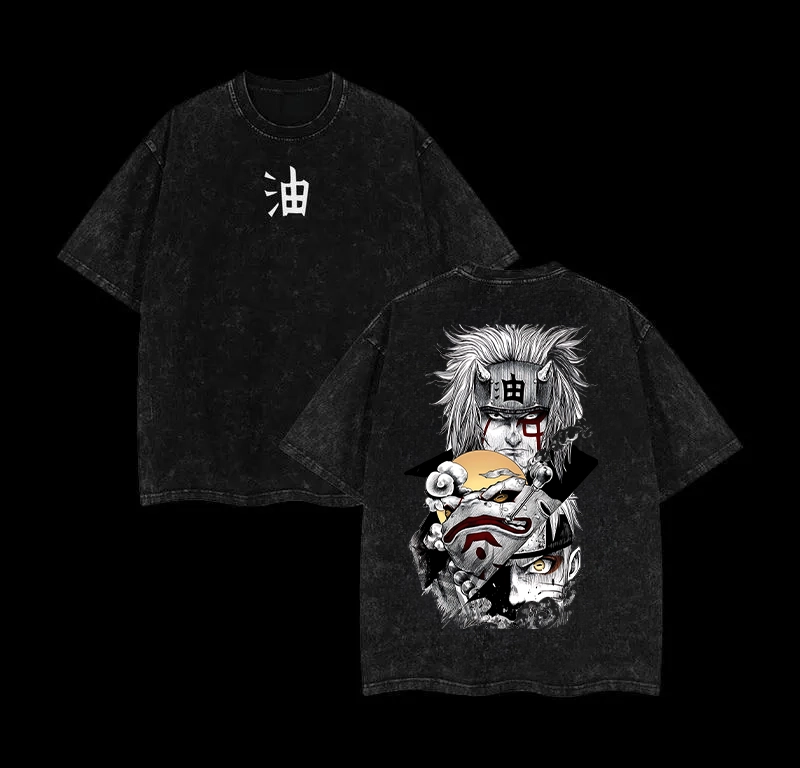 Jiraiya x Naruto Anime Double Vintage Washed Unisex T-Shirt
