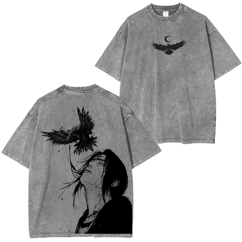 Uchiha - Naruto Anime Double Printed Vintage Washed Tee