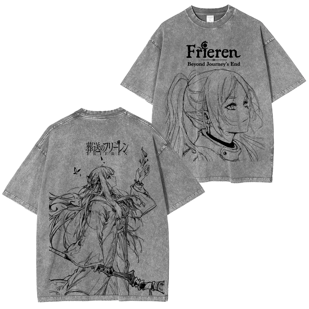 Frieren Anime Unisex Washed T-Shirt
