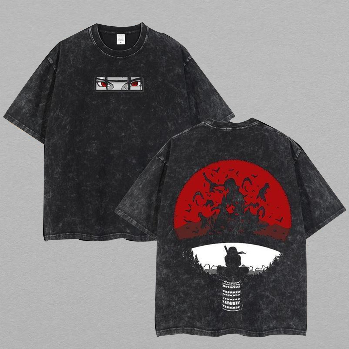 Retro Vintage Limited Uchiha Itachi the Betrayer - Naruto Anime Double Printed Washed Tee Unisex Oversize Anime Manga Lightweight Cotton T-Shirt Anime Fan