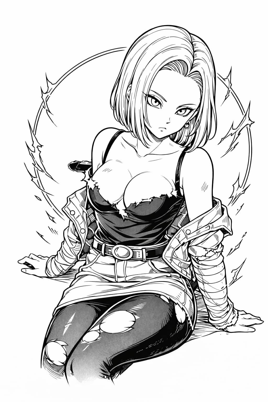 Dragon Ball - C18 - Hueforge - Makeronline Washed T-shirt/Crewneck/Hoodie