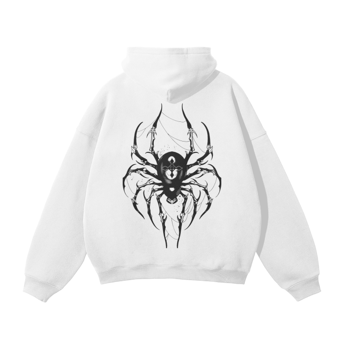 Dark Charisma Spider Streetwear Hoodie White