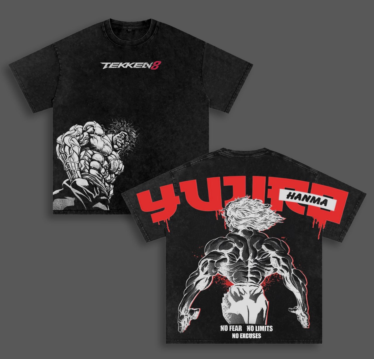 Yuujirou Hanma | Baki Vintage washed T-shirt/Crewneck/Hoodie