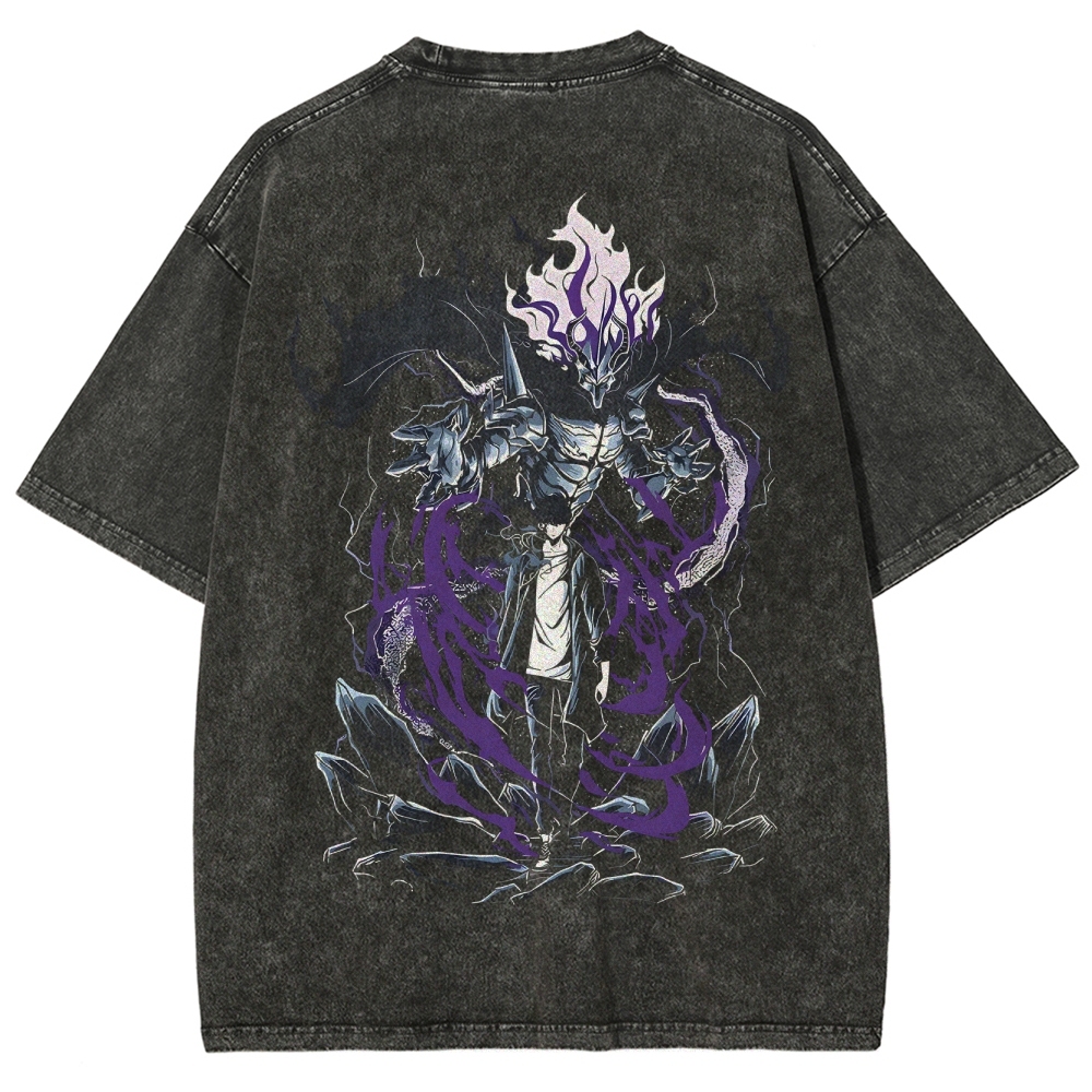 Solo Leveling Sung Jin Woo Printed Unisex Washed T-Shirt