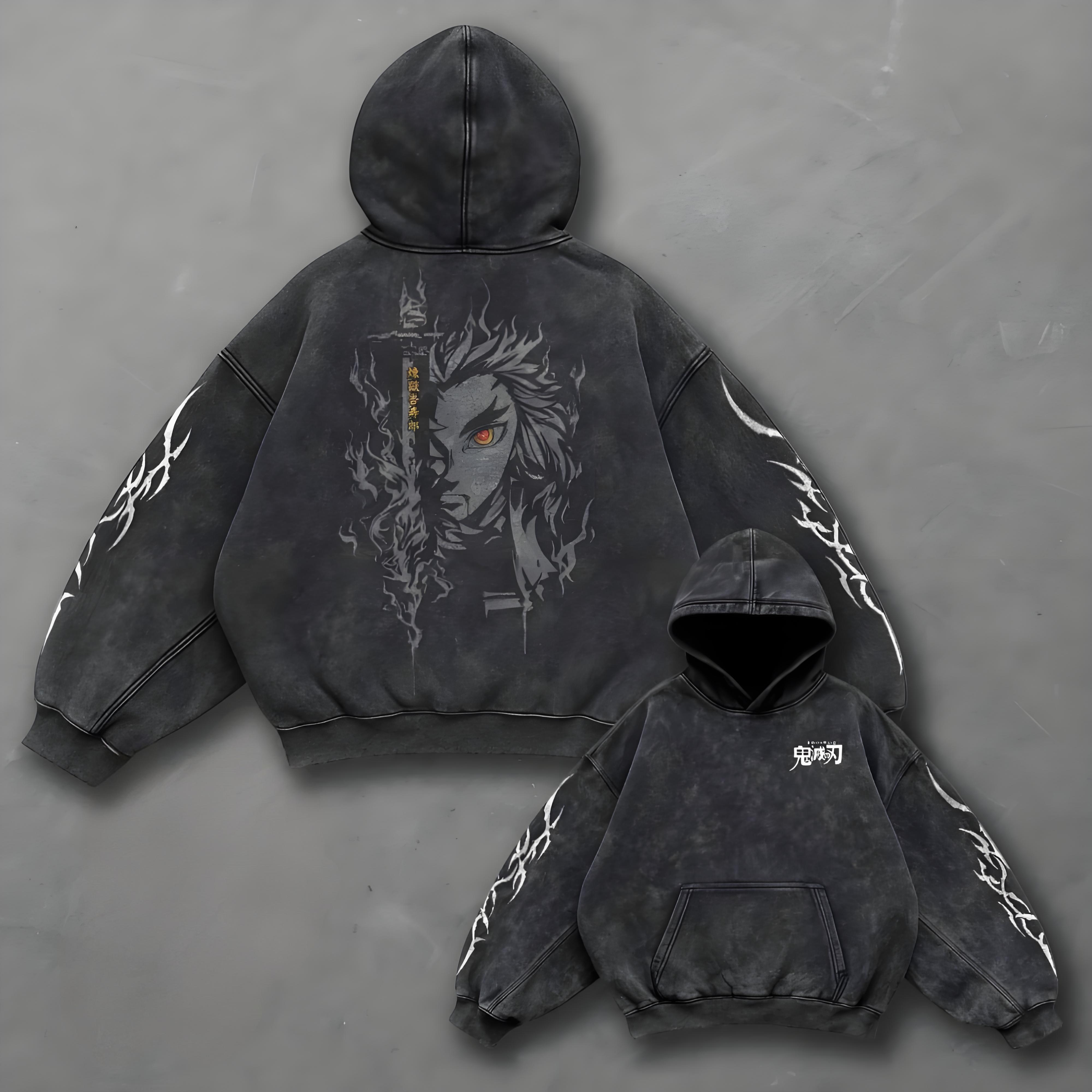 Rengoku Kyojuro Demon Slayer: Kimetsu no Yaiba Retro Anime Hoodie