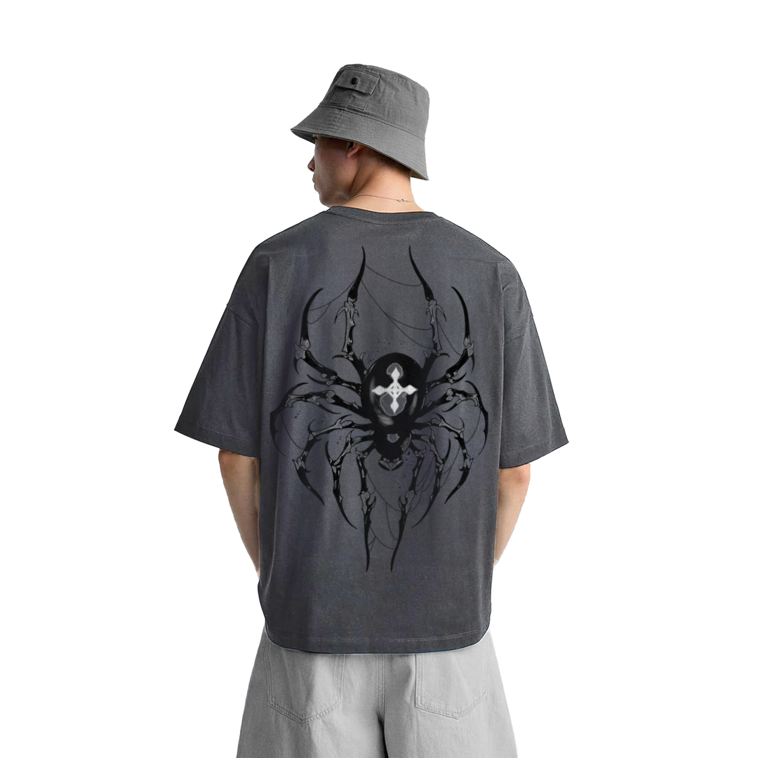 Dark Charisma Spider Streetwear Shirt Grey Heavy Weight